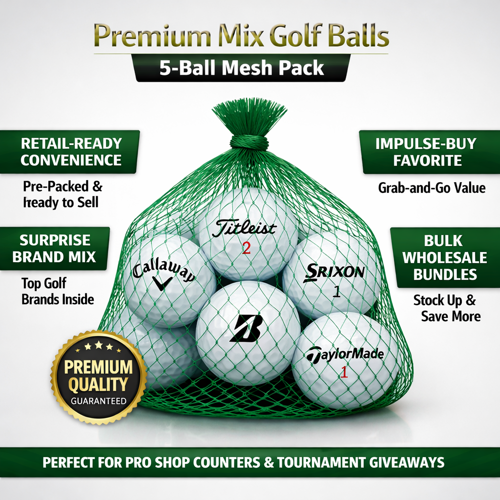 Premium Mix Golf Balls – 5-Ball Mesh Pack